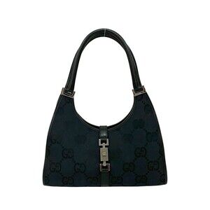 GUCCI Authentic Black Leather Jackie Shoulder Bag